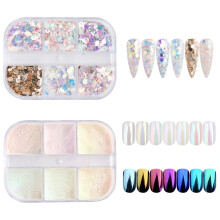 Faux ongles brillants à couverture intégrale, couleur or métallisé, style punk, à coller, en acrylique, forme amande, effet miroir court.