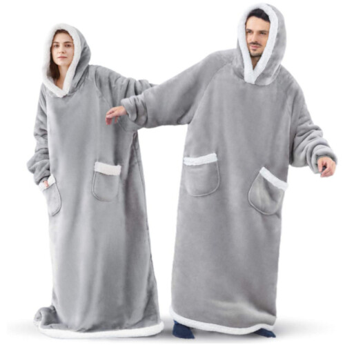 Φούτερ με κουβέρτα Sherpa Fleece, άνετη κουκούλα, γιγαντιαία τσέπη, καθολικό μήκος, 1