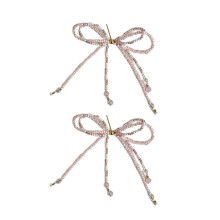 Elegante Perlenschleifen-Ohrringe, Piercing-Schmuck,-Rosa