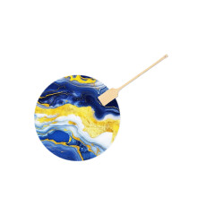 Blank Paper Fan Wood Handle Elegant Round Hand-Lacquer fan A4