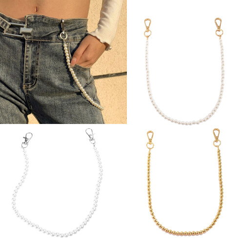 Einfache Imitation Perle Taille Kette-02 weißes Perlmuttsilber 1