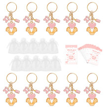 Porte-clés avec pendentif à empreinte-Ensemble rose de 10 pièces
