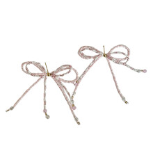 Boucles d'oreilles à nœud papillon perlé pour femmes et-Rose
