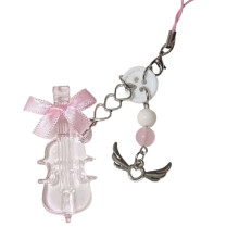 Sweet Cello Bowknot Bead Keychain Pendant Lovely-Pink