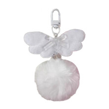 Plush Keychain Bowknot Bear Pendant Charm Keyring for-White