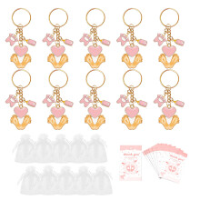 Elegant Baby Shower Favor Keychains Delicate-Pink 10 piece set