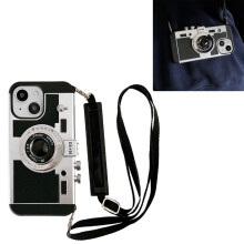 Vintage Camera Phone Case for iPhone 14 with Detachable Rope, PC Plastic