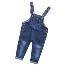 Salopette in jeans per bambini con bretelle regolabili, 120cm, blu