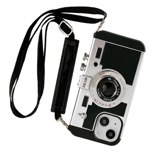 Vintage Camera Phone Case for iPhone 14 with Detachable Rope, PC Plastic 2