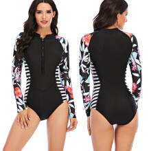Muta da donna a maniche lunghe con protezione solare, nero, XXL per surf e nuoto