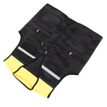 Reflektierende Arbeitsschutzweste für den Bau, 3XL, Schwarz, Mehrfachtaschen