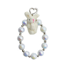Modieuze handgemaakte parelbogen sleutelhanger-Wit Bunny-model