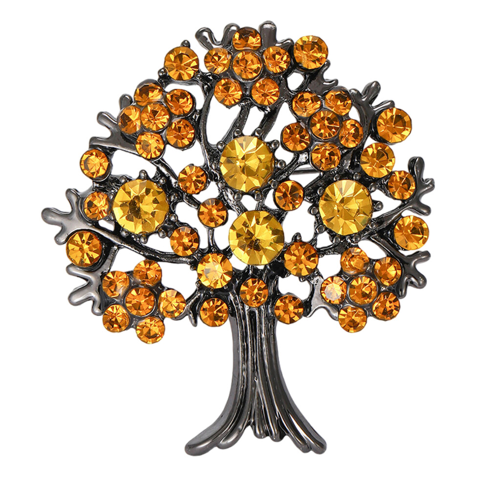 Yellow Elegant Tree Shawl Pin Delicate Tree Scarf Pin Brooch
