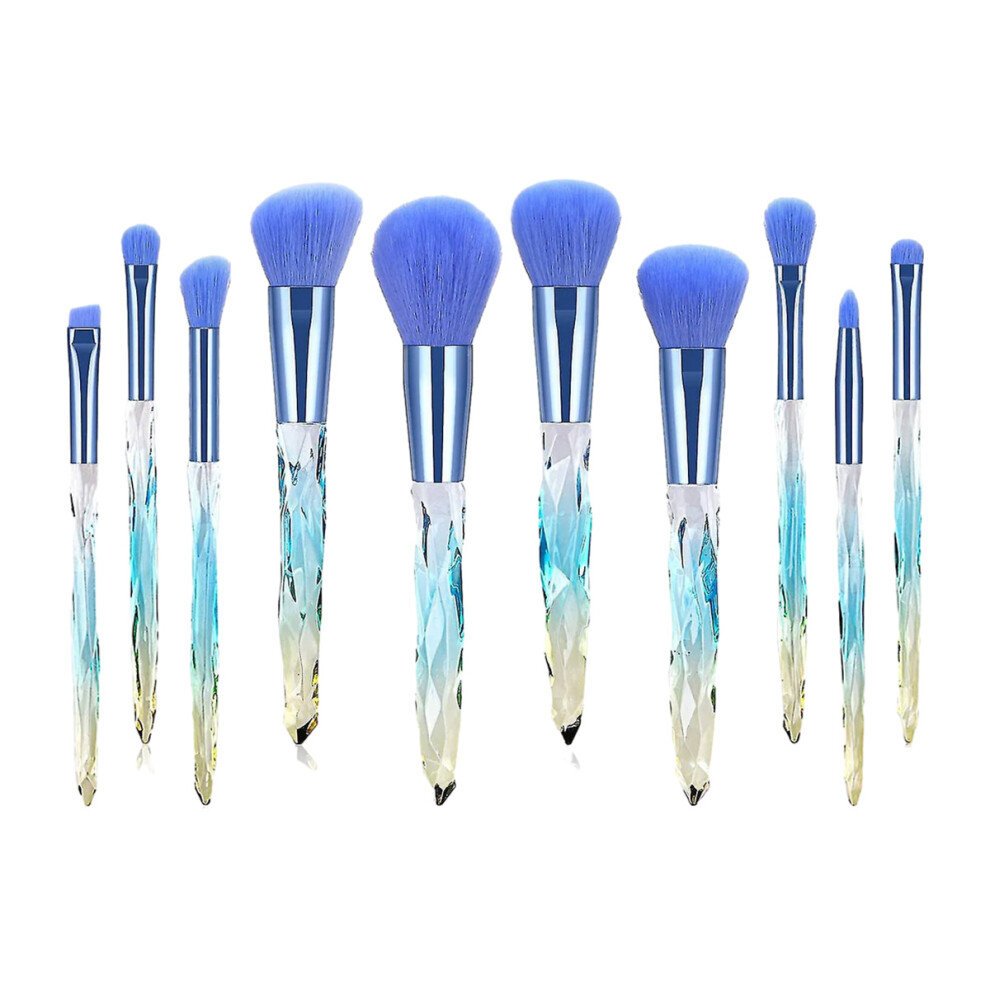 Crystal Handle Makeup Brushes Set, Skin-Friendly Dense Bristles, Gradient Crystal Handles for Professional Use, 10PCS, Non-Shedding Non-Fade, Easy