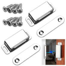 Stainless Steel Mini Magnetic Cabinet, Easy Install Compact Hardware for Kitchen Bathroom Closet (2 Pcs Silver)
