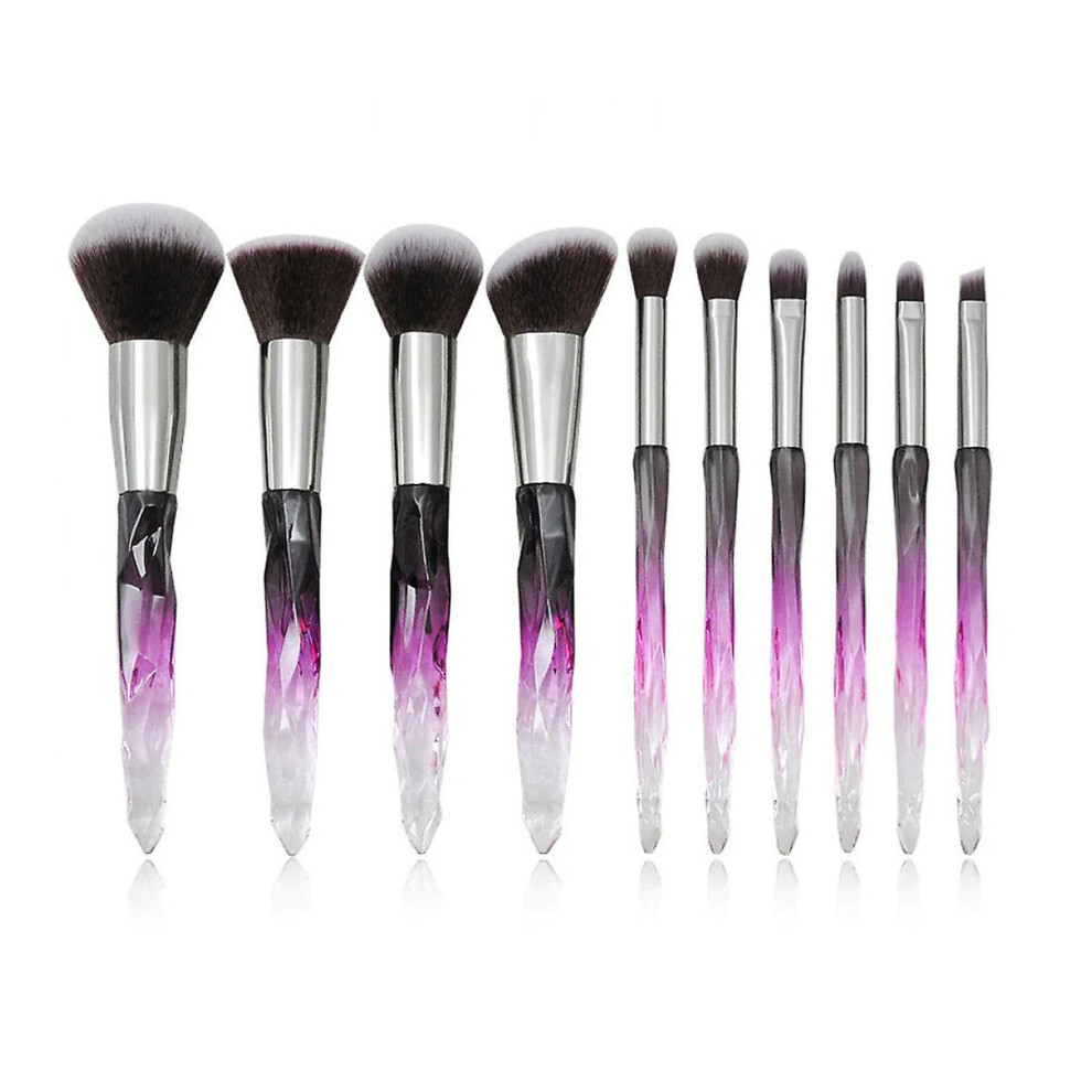 Purple Unicorn Fan Makeup Brush Set, Shiny Crystal Handle, Soft Silky Bristles, Deep Hair For Your Dreamy Beauty Routine