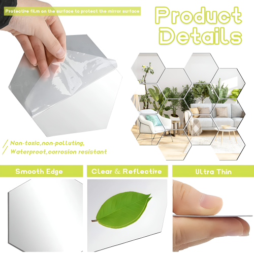 Portable Decorative Wall Mirror, Built-in Camera Protector Shockproof Case, Excellent Reflection Effect For Various Diy Decoration Needs 2