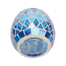 Présentoir à bougie en mosaïque de verre violet et bleu pour le salon et la décoration romantique