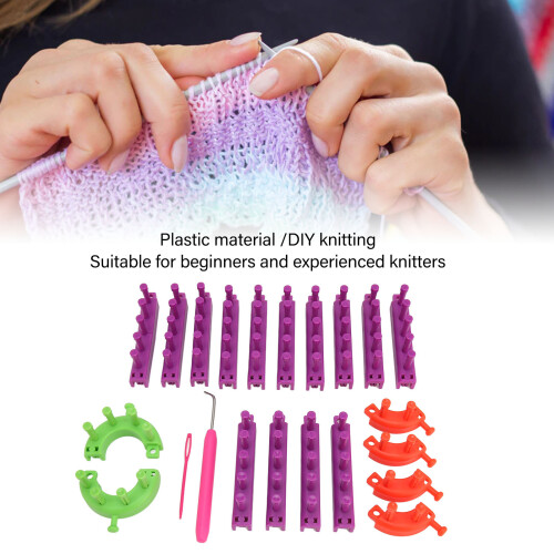 Kit per maglia fai da te in plastica portatile per realizzare coperte e sciarpe 2
