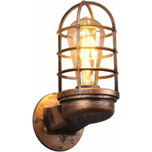 Vägglampa i gul brons, vintage väggbelysning med retro lykta stil, lämplig för hall och vardagsrum