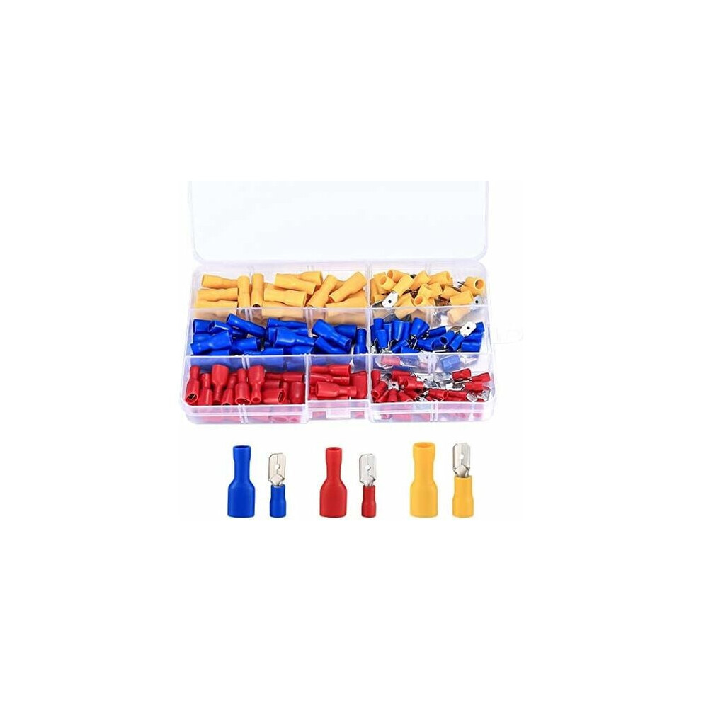 Crimp Connectors Kit, Thick Tinned Brass Insulated Waterproof With Copper Barrel For Quick Connection Home Garage Projects 150Pcs 9340959657742