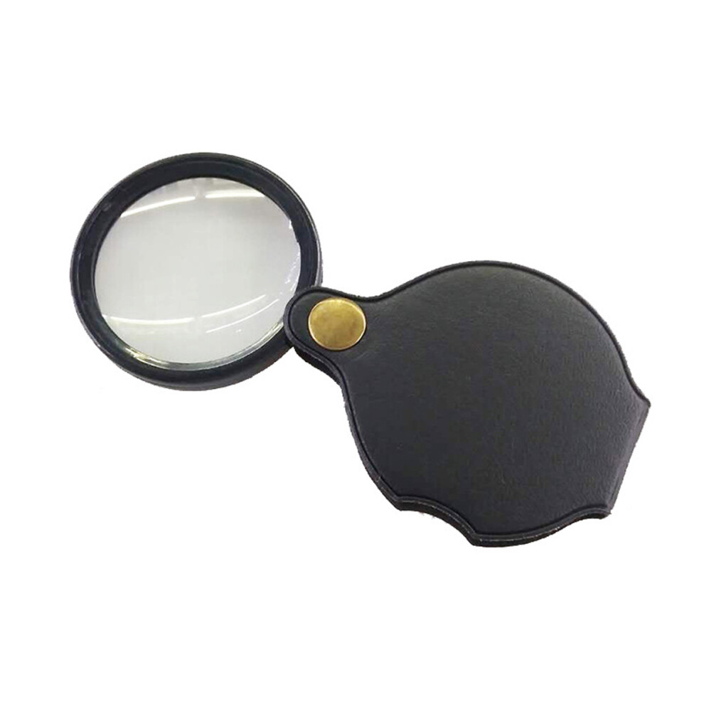 Compact Pocket Magnifier Glass, Professional Design Folding Magnifying Lenses with Protective Leather Sheath, Multifunctional Use for Reading,