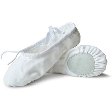 Scarpette da ballo per donne e ragazze, scarpe da ballo traspiranti e leggere con suola in pelle scamosciata divisa, ballerine in tela morbida e