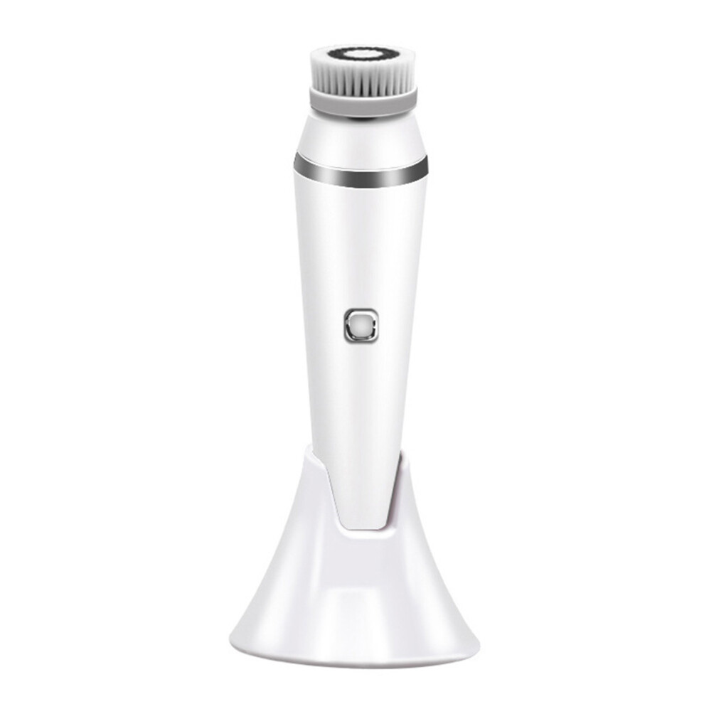 White Adjustable Vibration Speeds, Usb Charging: 4-In-1 Versatile Electric Facial Cleanser & Exfoliator, For Personalized Skincare (White)