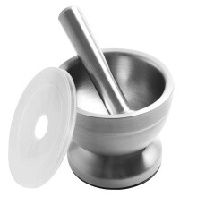 Herb Bowl With Mortar And Pestle Easy To Clean Kitchen Gadget For Grinding Spices And Pills Non Skid Base Design Includes Metal Masher Tool Garlic