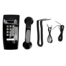 Retro-Wandtelefon mit Schnur, sichtbarer Klingelanzeige, Notruftelefon, kompatibel mit modernen Telefonleitungen für Küche, Zuhause, Büro, Schwarz