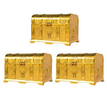 3X Pirate Treasure Chest Decorative Treasure Chest Keepsake Jewelry Box Treasure Boxes Large Size Electroplating Gold
