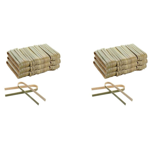 Pacote de 240  Pinças de Bambu, Pinças Descartáveis de 4 Polegadas, -Utensílios de Bambu Descartáveis Ecológicos Pinças de Torrar