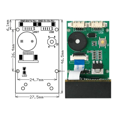 2X GM67 1D/2D USB UART Escáner de Código de Barras Lector de Módulo de Escáner de Código QR 2