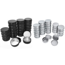 80 Pcs Screw Top Round Tins Cans Screw Lid Round Tin Container Bottle-Silver & Black