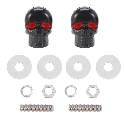 4 Pair Motorcycle Skull Number Plate Frame Screws Fitting Screw Black 1