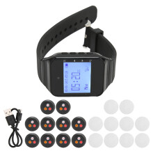 Caregiver Pager System, Stylish Watch Design With Silent Medical Reminder, Supports Up To 500 Pagers Per Watch, For Cafe Supermarket Bank (10 Pagers,