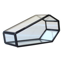 Delicate gotische miniatuur kistvormige glazen displaydoos voor