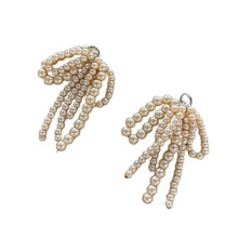 Pearl Bows Shaped Shoe Clip for Keychain Earrings-Champagne