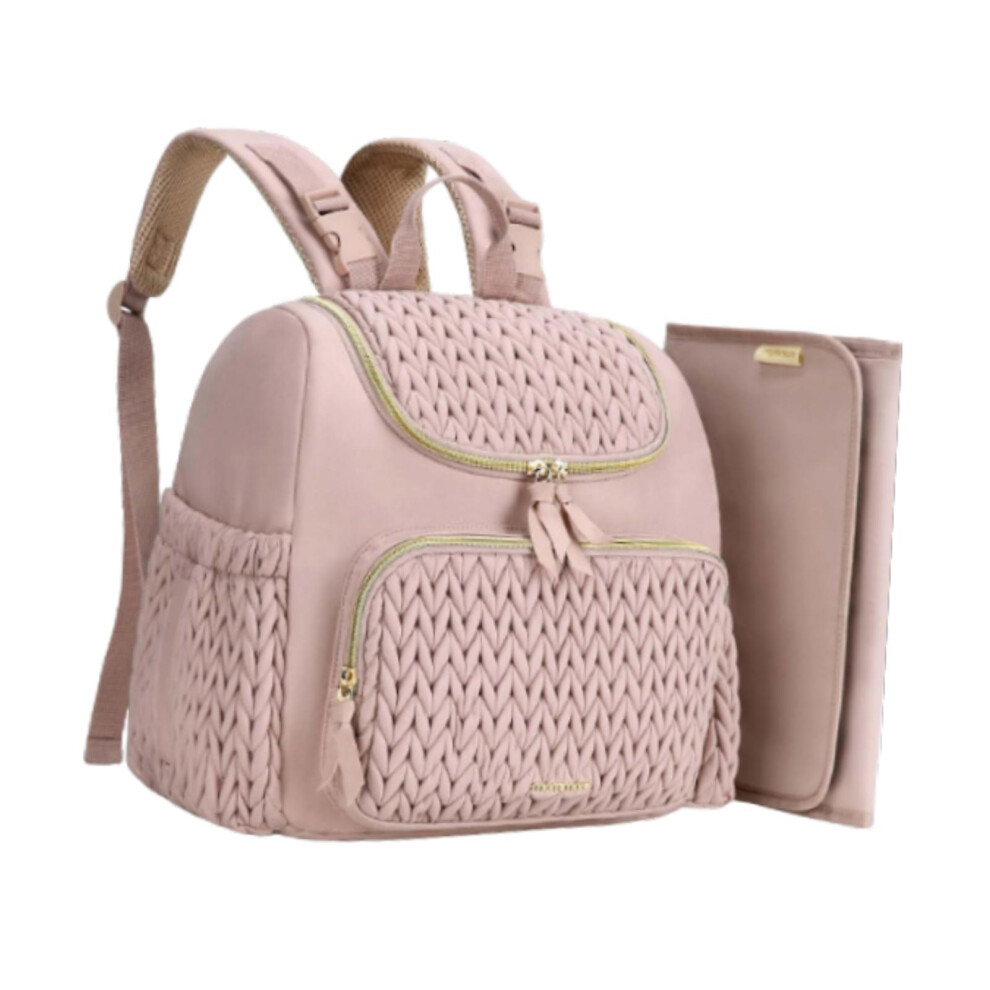 (Pink) Baby Diaper Bag Backpack With Changing Pad Waterproof Nappy Changing Pink