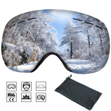 Gafas de esquí sin montura con correa ajustable y diseño compatible con casco, resistentes a los impactos y con lentes de doble capa para una