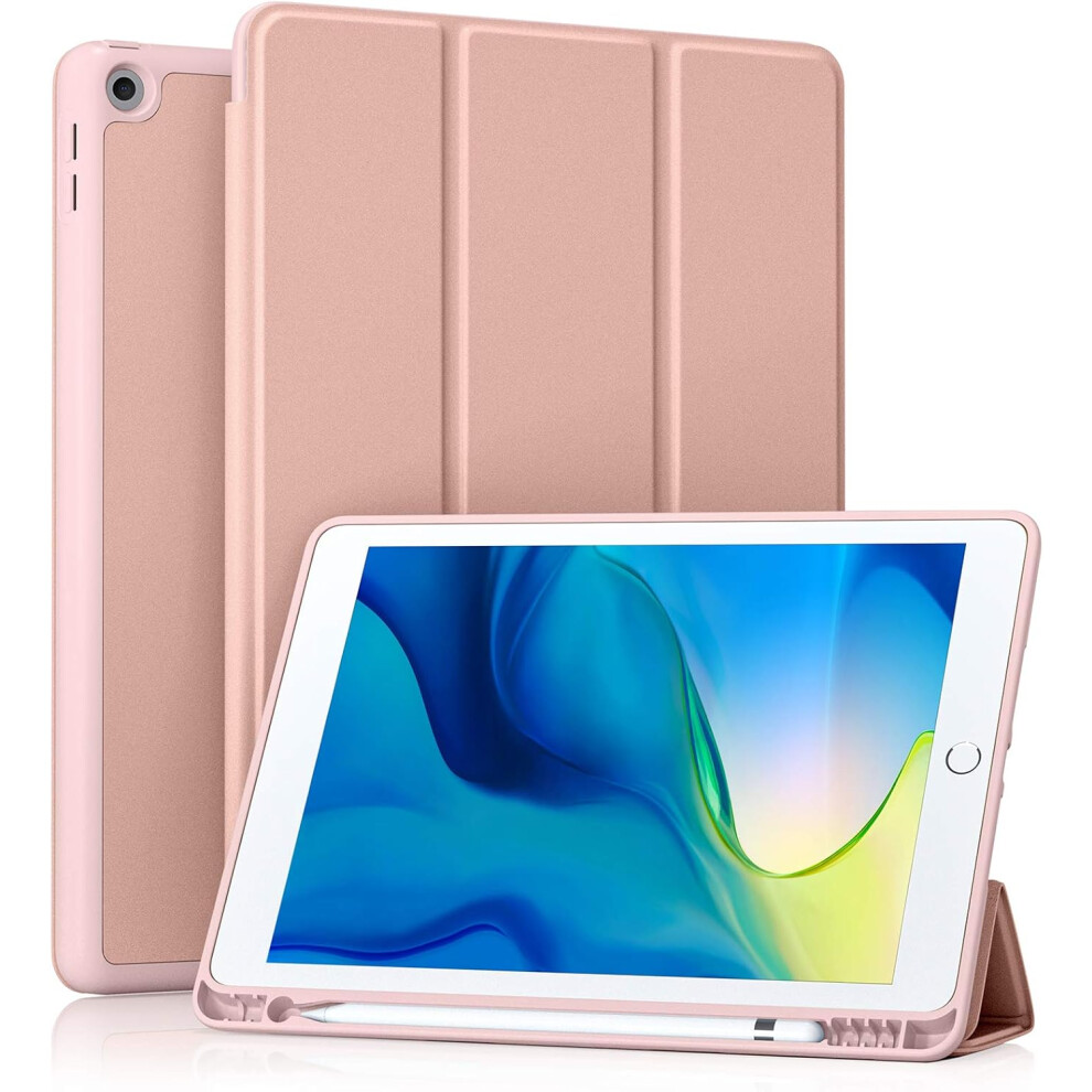 Adjustable Stand Cover For Ipad 10.2 Inch, Soft Silicone Case With Built-In Pencil Holder, Smart Stand Case With Auto Sleep Wake Function For Ipad 9358999521312