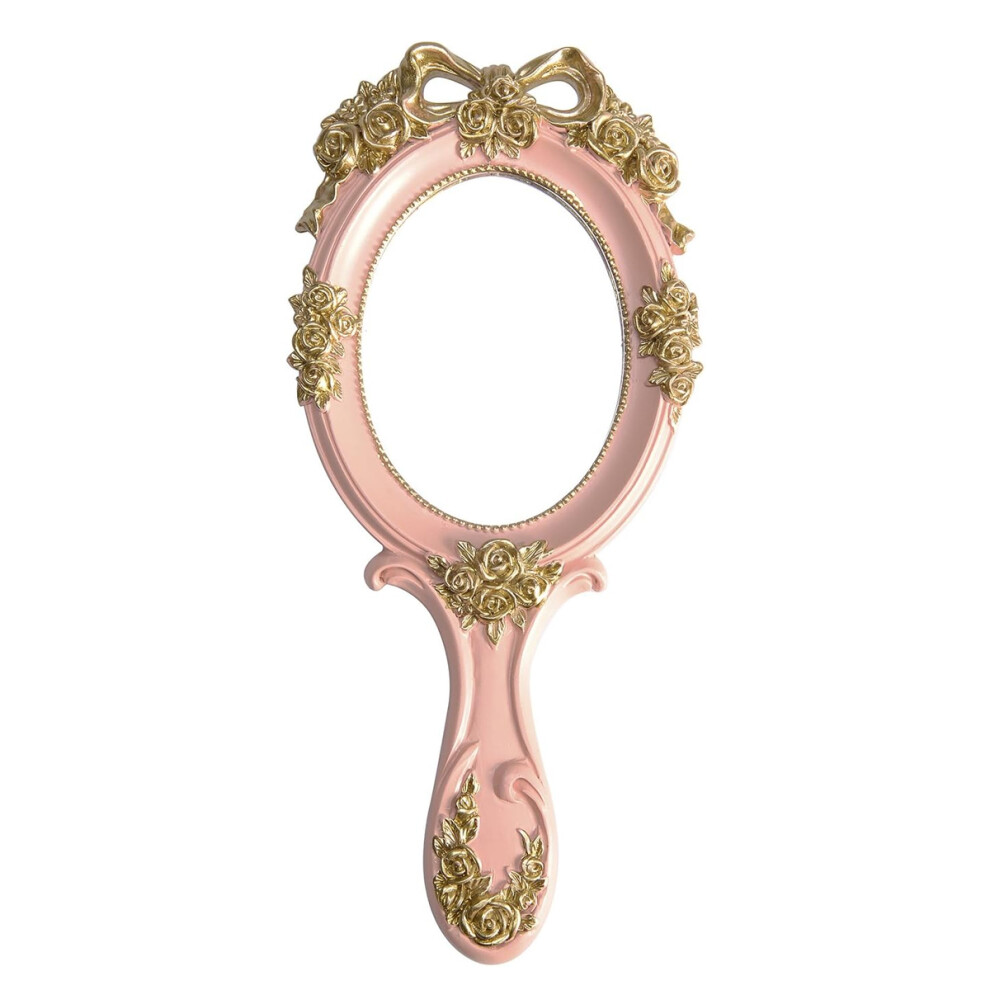 Vintage Hand Mirror with Elegant Design, Compact and Portable Handheld Mirror for Travel Home Makeup Touch-Ups, High-Definition Clear Reflection