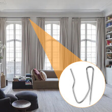 Galvanized Iron Curtain Pin Hooks, Easy Installation S-Shaped Hangers with Pointed Pins, Secure Hold Metal Hooks for Pencil Pleat Drapes, Rust