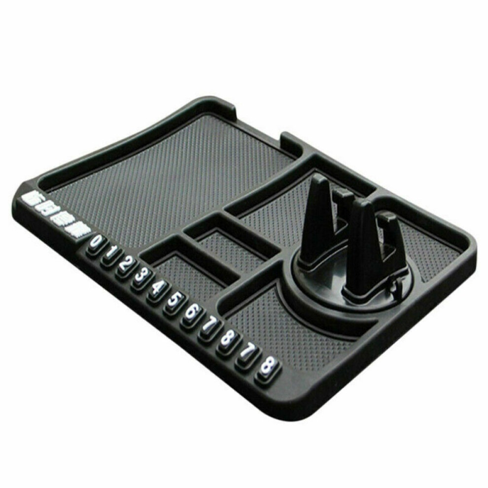 Dashboard Tray For Universal Car, Non-Slip Silicone Anti-Slip Mat With 360 Degree Rotating Integrated Holder, Washable Reusable Recyclable Heat 9173940445581