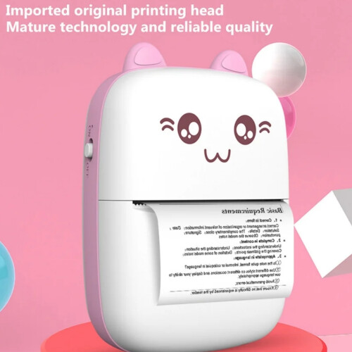 Cute Mini Printer Portable, Clear Printing Wireless Sticker Printer, Inkless Thermal Printing Paper Compatible with iOS + Android, Multifunctional 2
