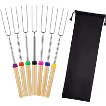 Rotating Marshmallow Roasting Sticks, Heavy-Duty Stainless-Steel Skewers For Outdoor Cooking Adventures, Safe Distance From Fire With Adjustable