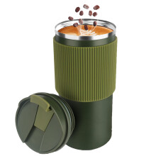 Vacuum Insulated Coffee Cup for On-the-Go Lifestyles, Leakproof Design with Portable Carry Handle and Sweat-Free Exterior, Double Wall Stainless