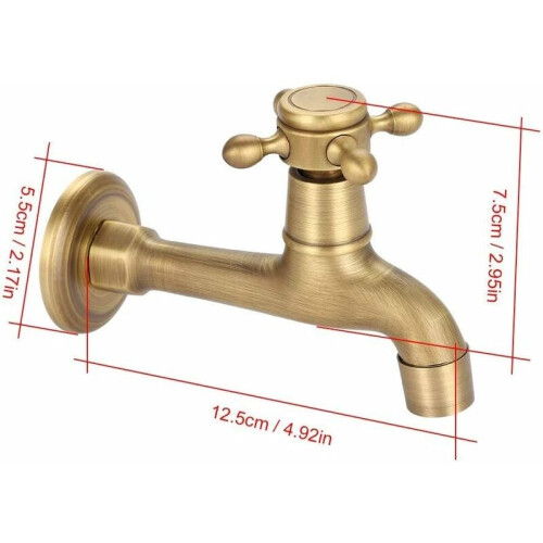 Wall-Mounted Faucet, Solid Brass Single Handle Control For Kitchen, Bathroom, Sink, Mop Pool, Etc. (Antique Finish) 1