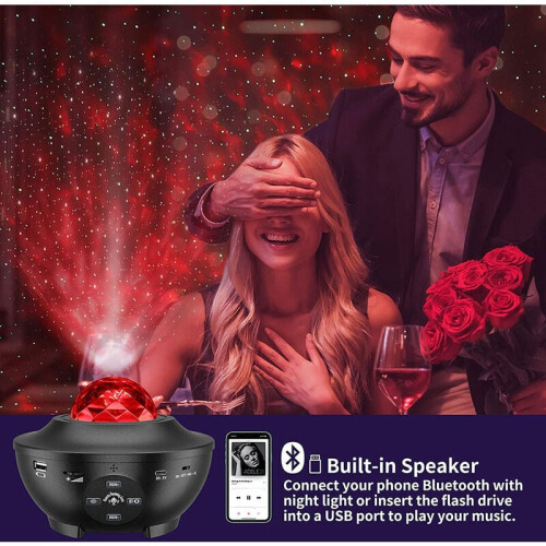 Remote Control Galaxy Projector, Star Projector with Timer Function, Bluetooth Speaker and Voice Control, 21 Mode Night Light with 360 Rotation for 2