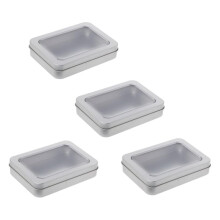 Glamorous Candies Box, Tinplate Material with Clear Window Lids for Displaying Sweets (Set of 4)